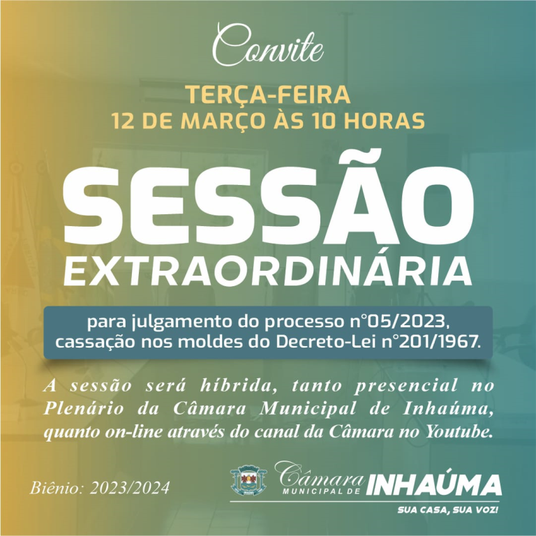 Sessão Extraordinária para Julgamento do Processo nº05/2023